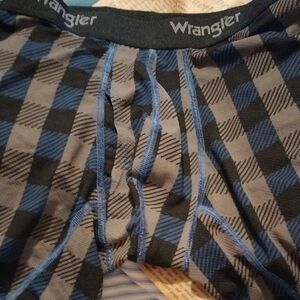 NWOT Wrangler Men's Blue and Black Checkered Underwear